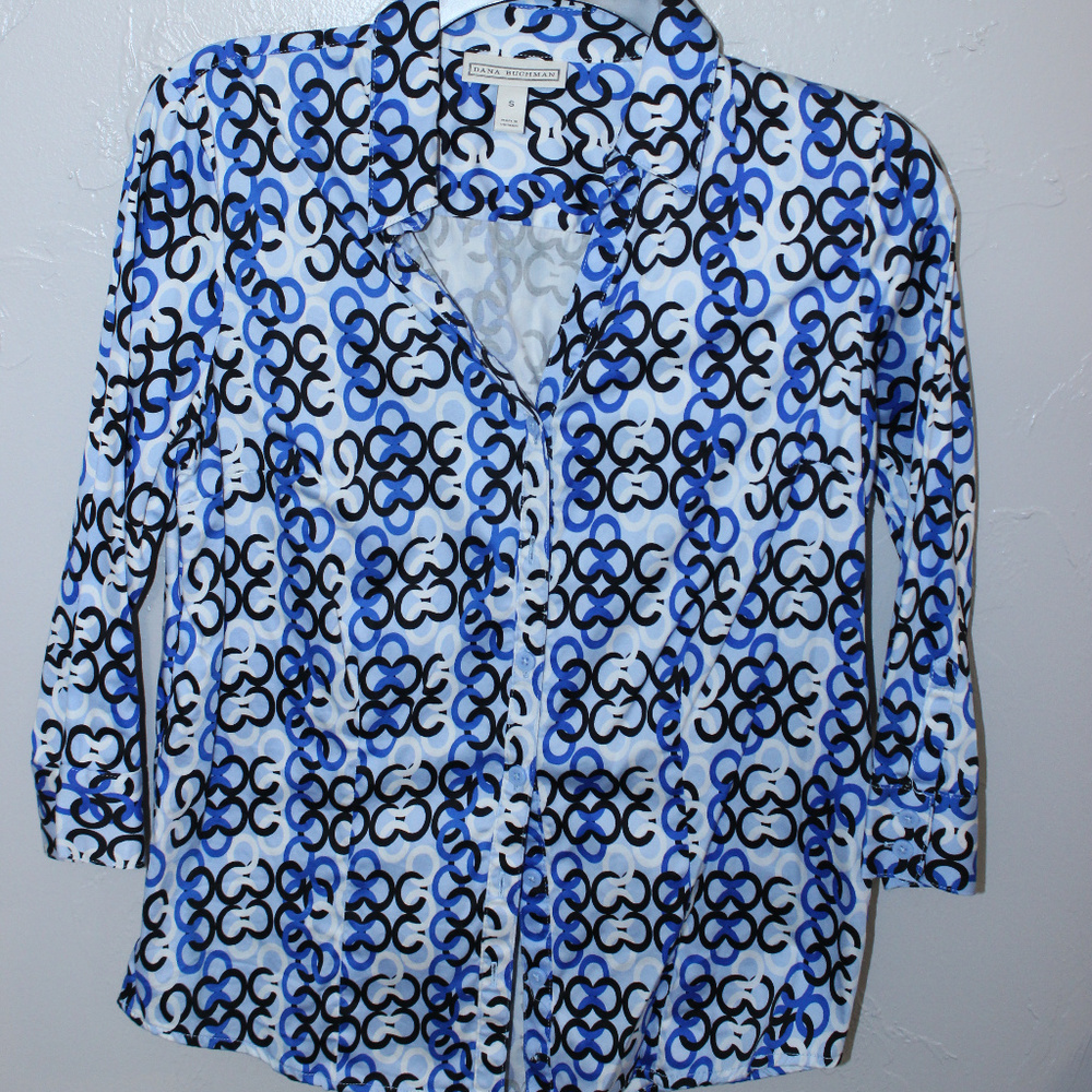 DANA BUCHMAN 3/4 Sleeve Button Down Blouse
